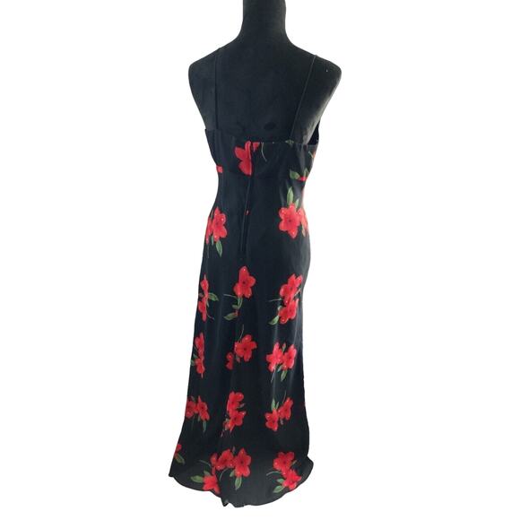 betsy and adam By Jalene dress Black With Red Flower Rhinestones 10 Pre-owned - Picture 4 of 9